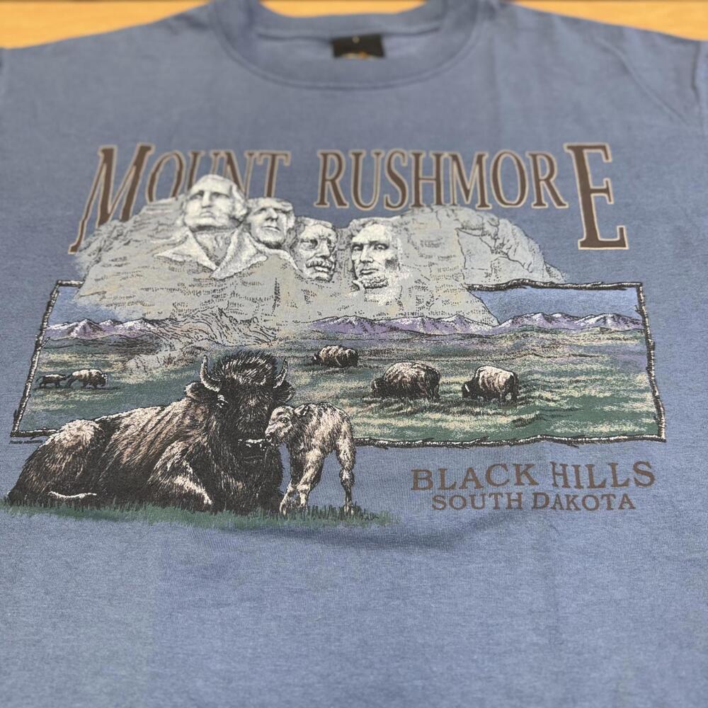 Mount Rushmore Black Hills South Dakota Graphic Tee Blue Travel Shirt Large - Picture 2 of 5
